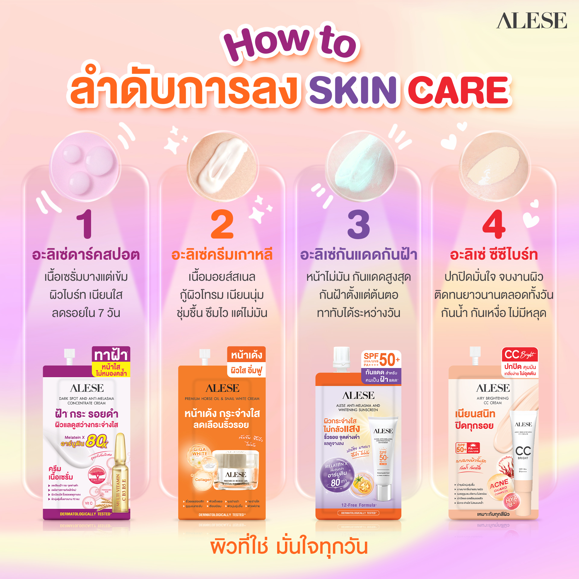 ใช้ครีมซองหลายสูตรร่วมกัน